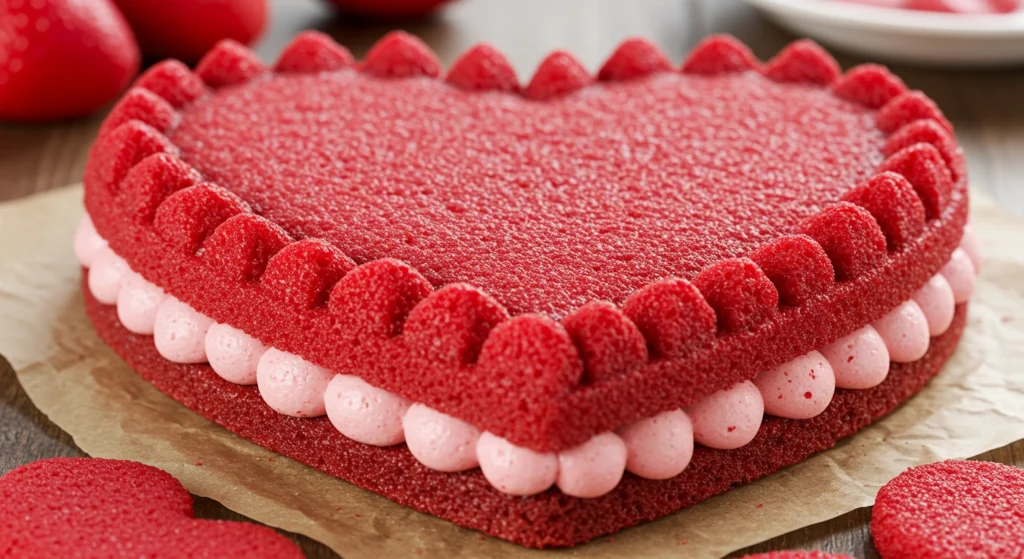 Delicious Heart Shaped Cake with Romantic Decorations